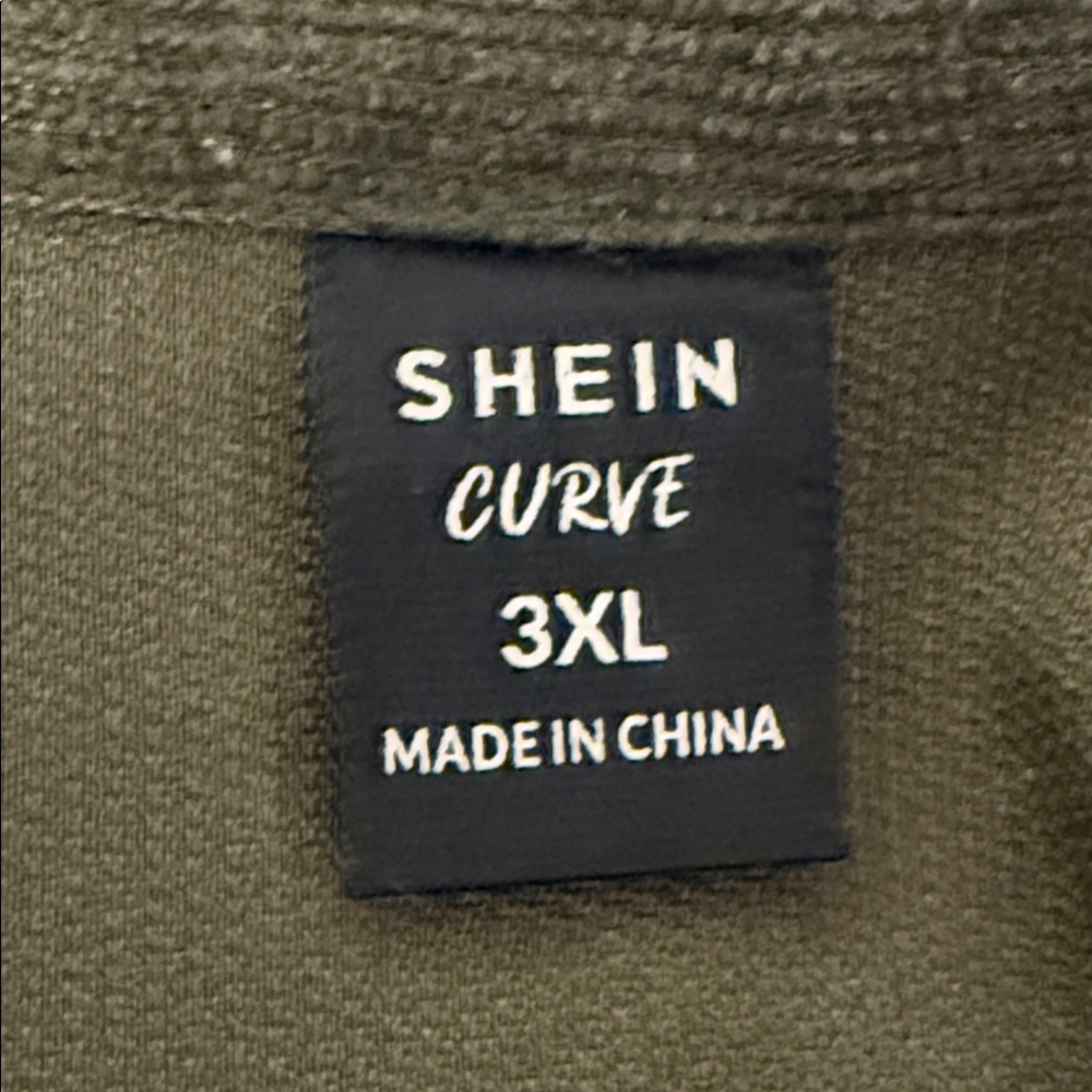 Shein Curve Green Corduroy Button Front Shirt Jacket Size 3XL - Picture 7 of 7